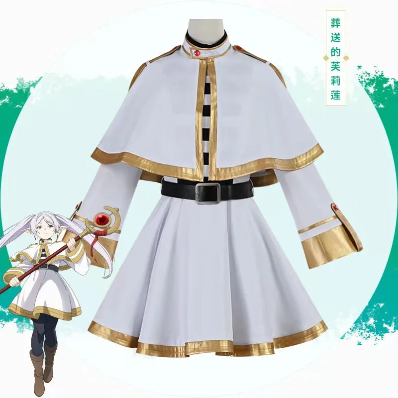 Cosplay Sousou no Frieren – Traje Completo da Maga Élfica Frieren + Acessórios