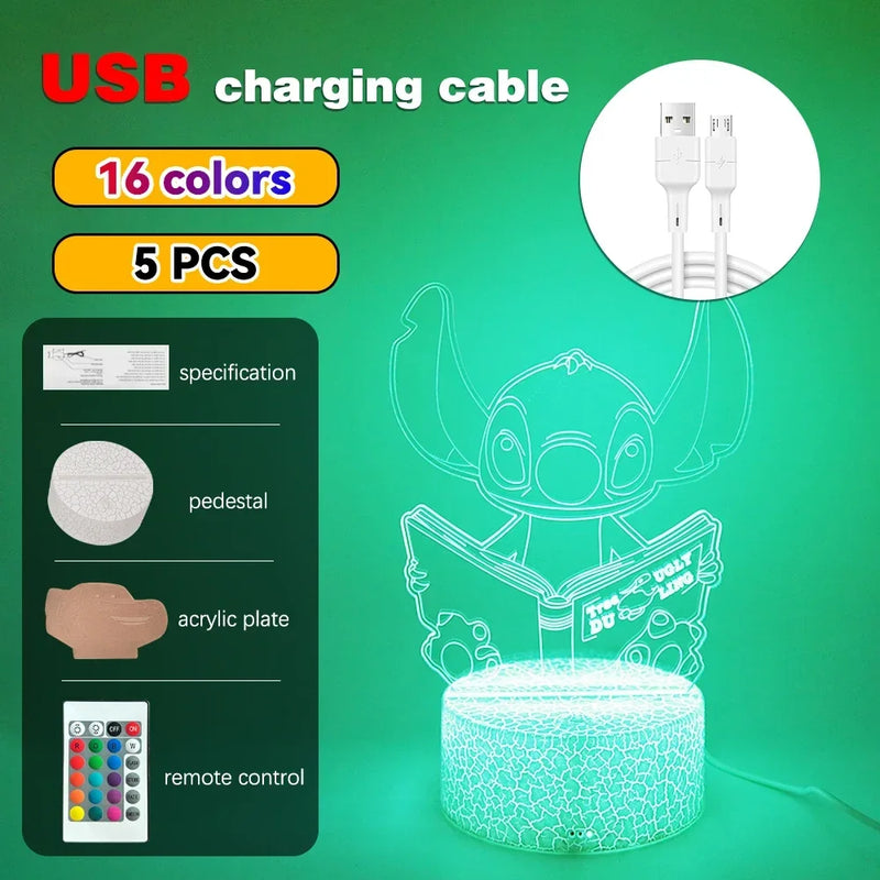 LED Night Light Illusion – Stitch 3D Lamp