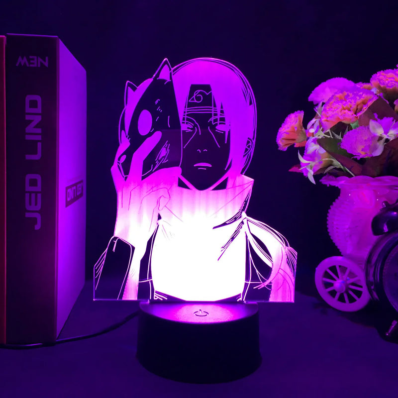 Luminária 3D LED Naruto – Minato Namikaze (Relâmpago Amarelo de Konoha)