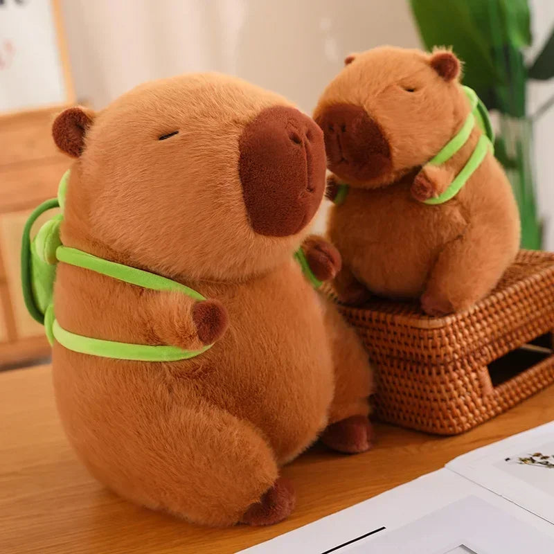 Cute Capybara Plush – Turtle Backpack, Strawberry Hat, Soft Stuffed Toy for Kids