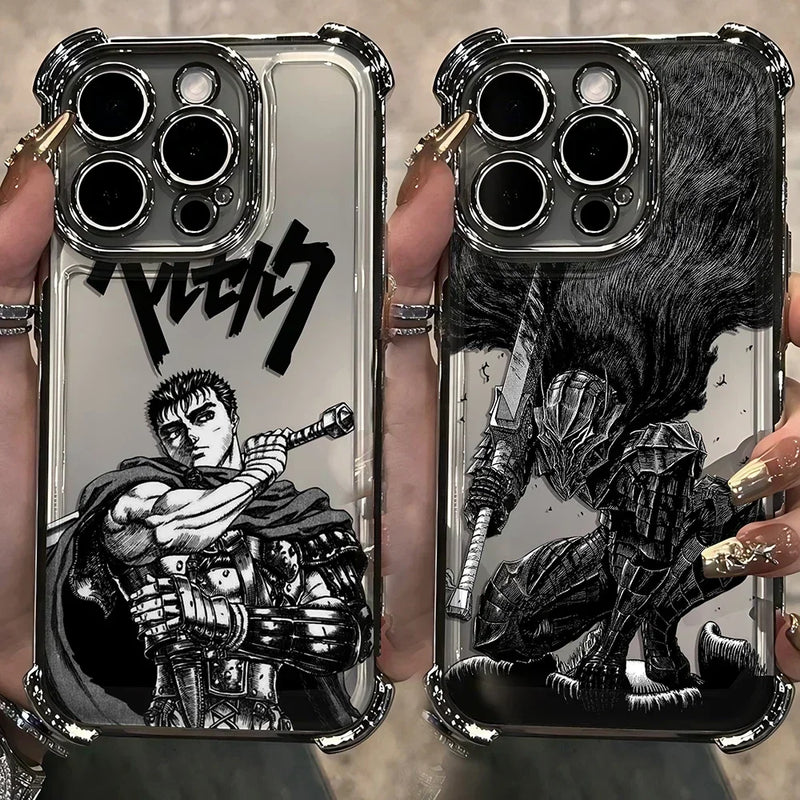 Case Berserk Guts – Anti-Impacto Airbag para iPhone | Acabamento Premium Plating & Estilo Anime