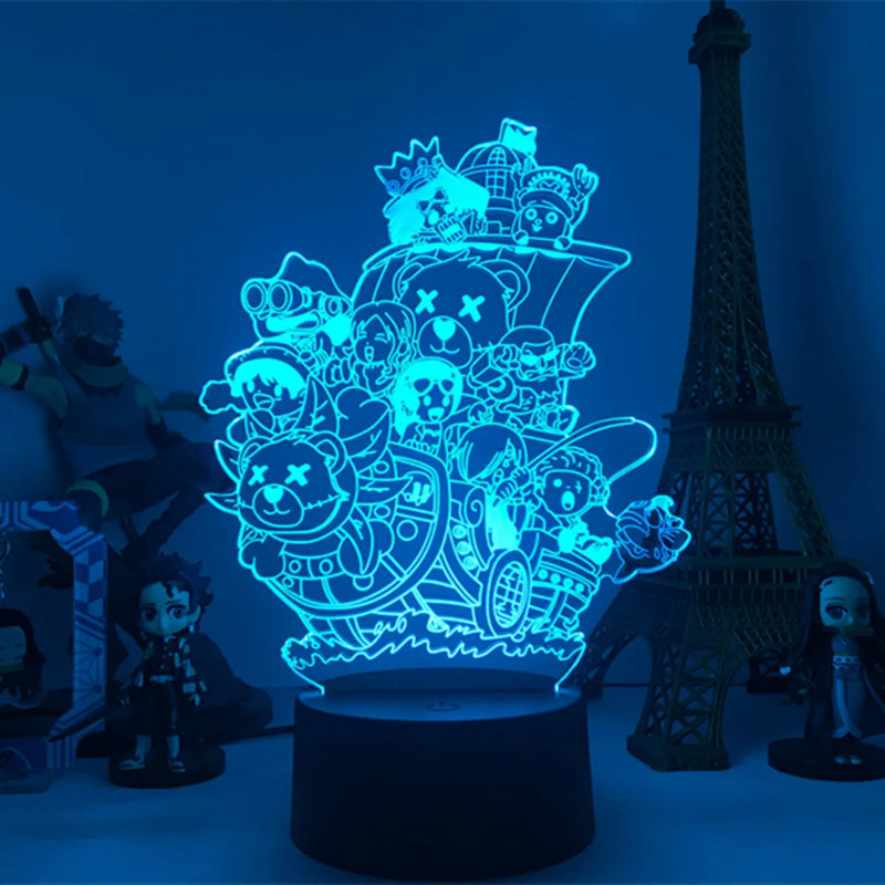 Anime ONE PIECE Led Acrylic Stand Kids Night Light Zoro Luffy Nami Action Figure for Child Bedroom Decoration Desk 3d Lamp Gift