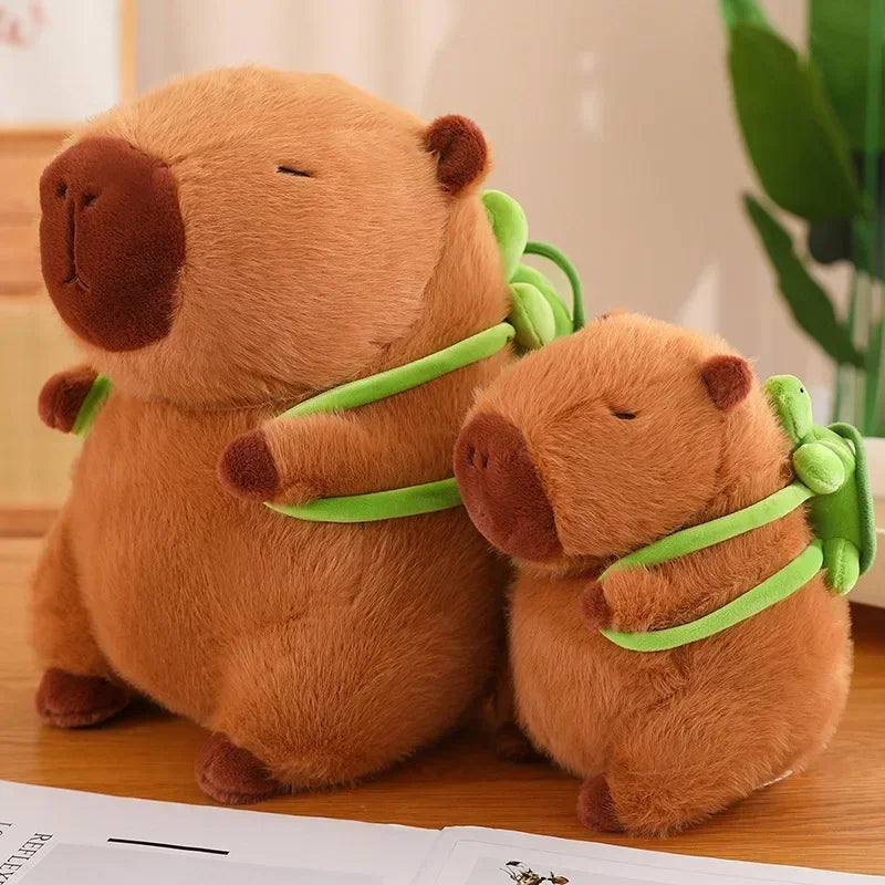 Cute Capybara Plush – Turtle Backpack, Strawberry Hat, Soft Stuffed Toy for Kids