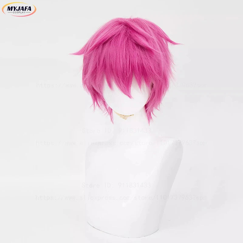 Cosplay Saiki Kusuo – Peruca Rosa + Acessórios | Alta Qualidade