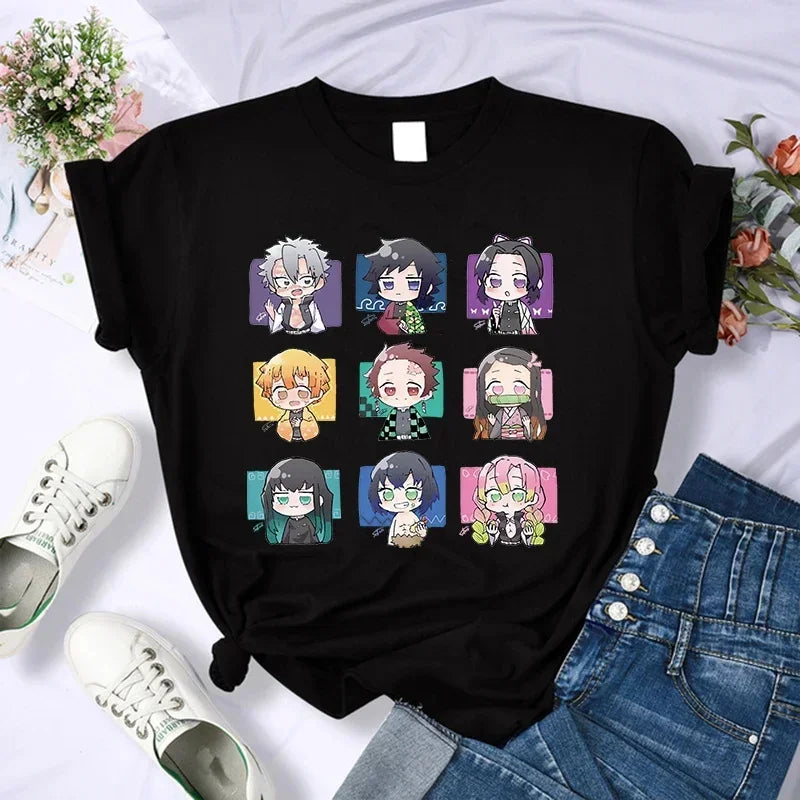 Camiseta Feminina Demon Slayer Nezuko & Tanjirou Estilo Manga Anime