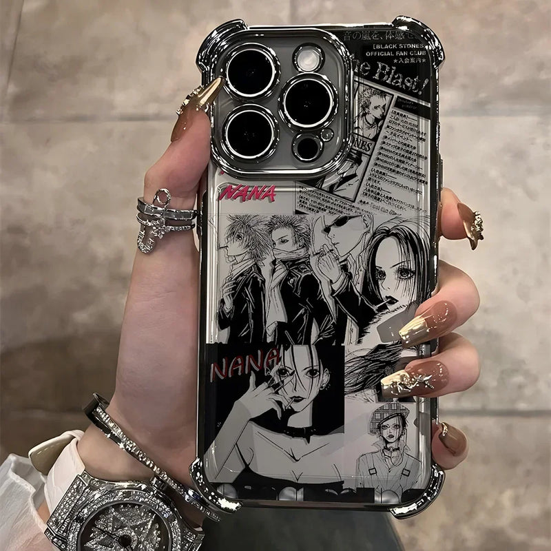 Anime Cool Nana Osaki Line Plating Case For iPhone – Y2K Anti-Fall Airbag Cover
