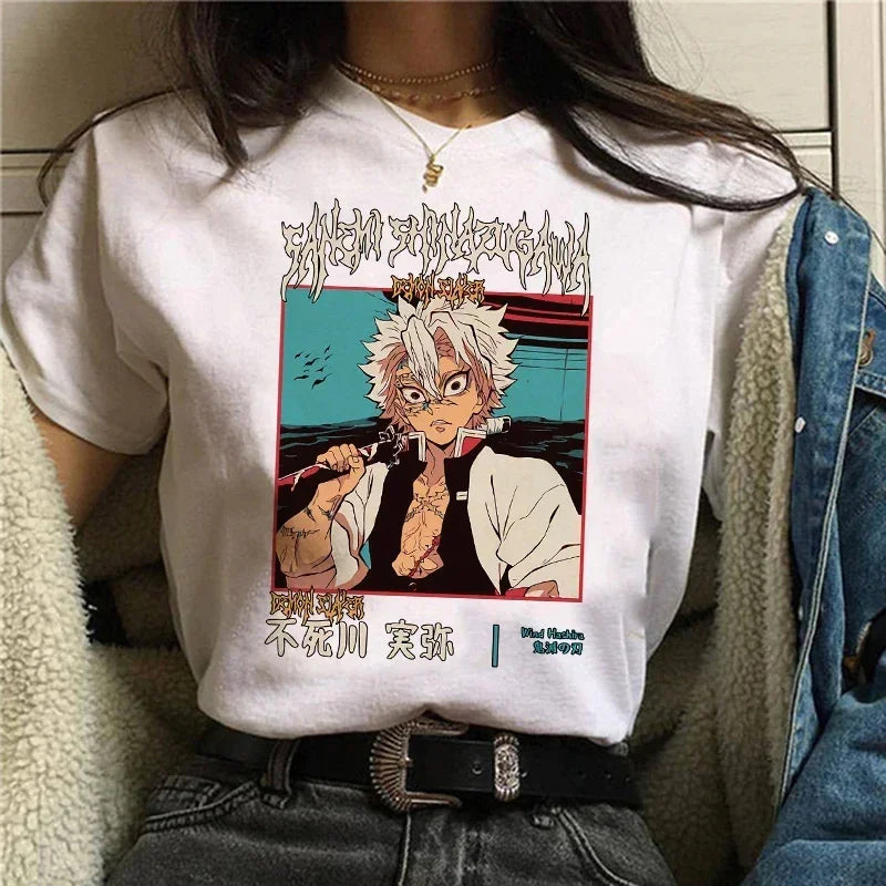Camiseta Feminina Demon Slayer Nezuko & Tanjirou Estilo Manga Anime