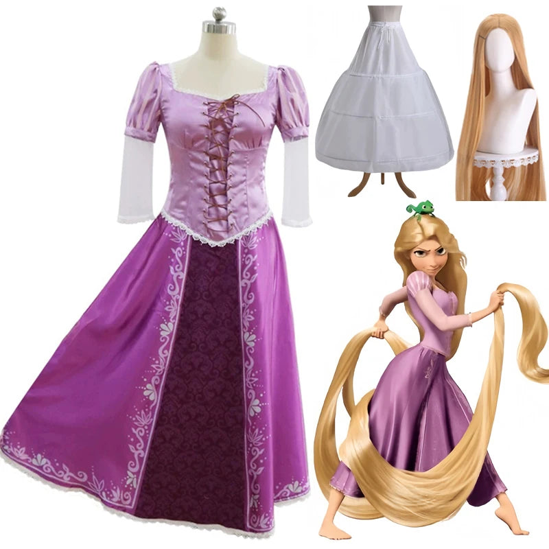 Rapunzel Cosplay – Vestido de Princesa Tangled Longo para Mulheres