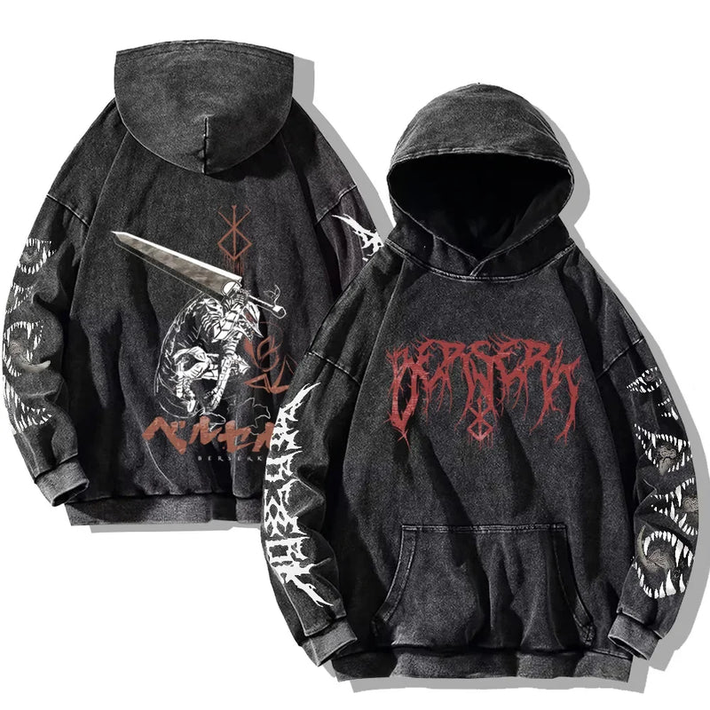 Moletom Oversized Berserk Estilo Gothic Vintage Harajuku Unissex