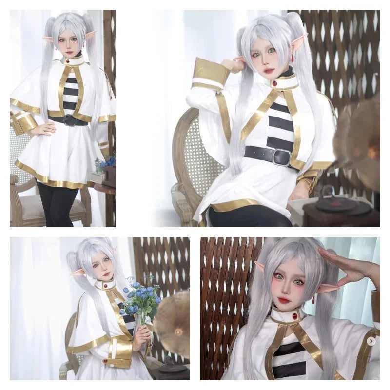 Cosplay Sousou no Frieren – Traje Completo da Maga Élfica Frieren + Acessórios