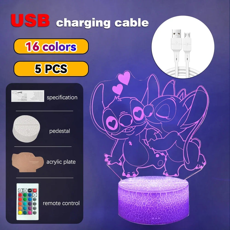 LED Night Light Illusion – Stitch 3D Lamp
