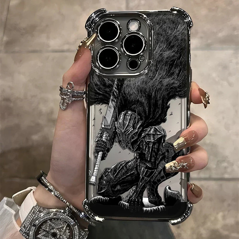 Case Berserk Guts – Anti-Impacto Airbag para iPhone | Acabamento Premium Plating & Estilo Anime