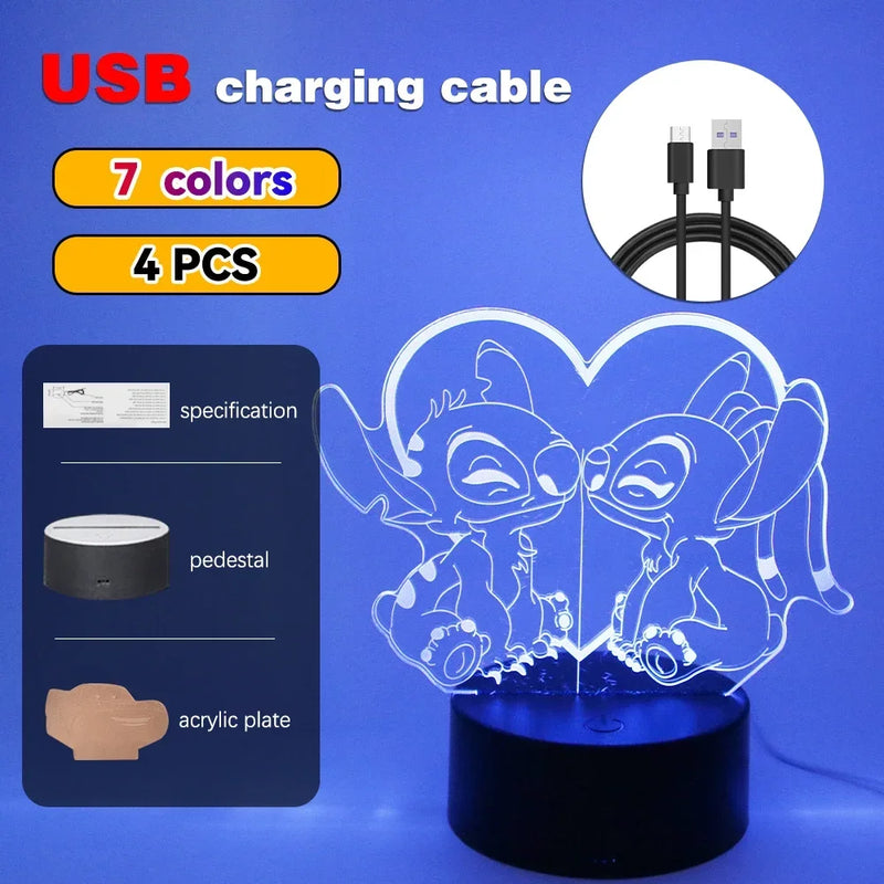 LED Night Light Illusion – Stitch 3D Lamp