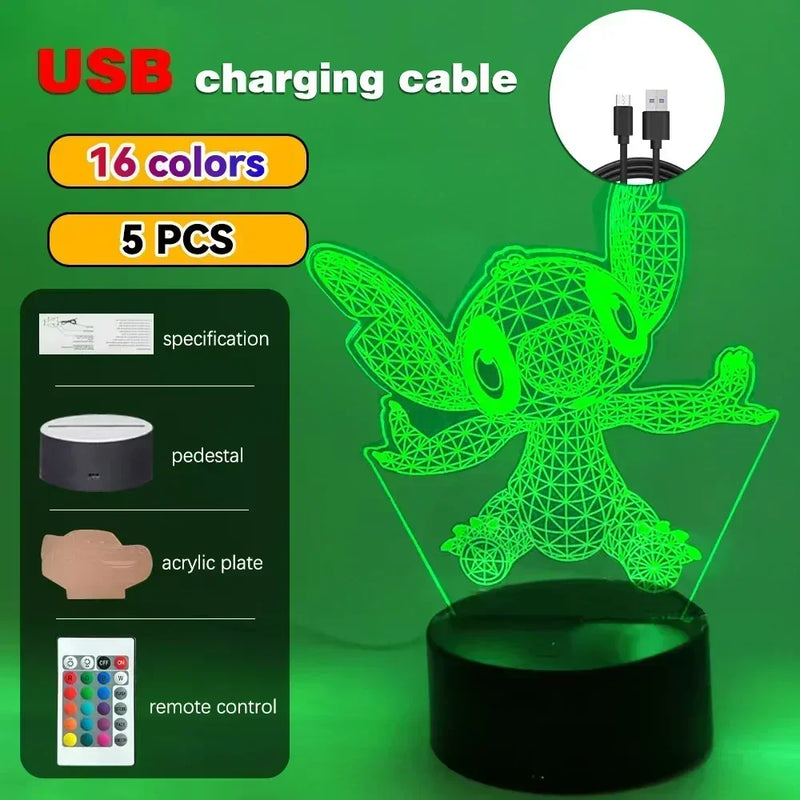 LED Night Light Illusion – Stitch 3D Lamp