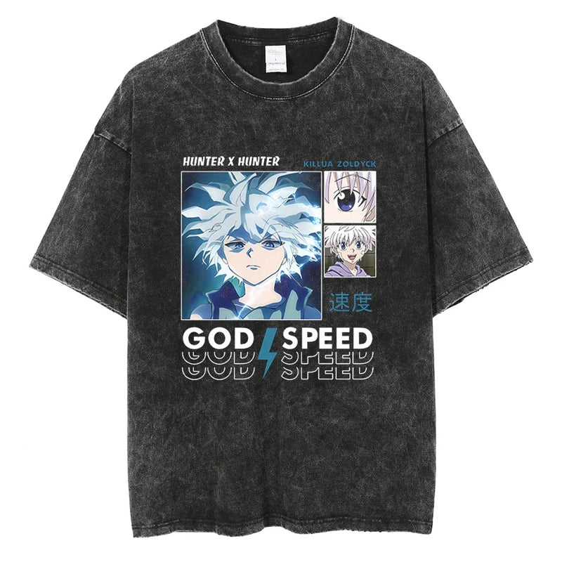 Camiseta Oversized Hunter×Hunter Kurapika Estilo Streetwear Vintage Unissex