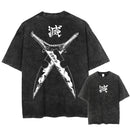 Camiseta Masculina Oversized Demon Slayer Rengoku Kyoujurou Estilo Harajuku Vintage