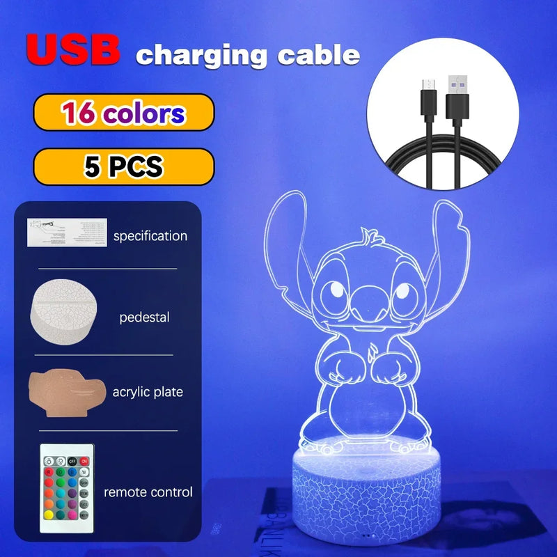 LED Night Light Illusion – Stitch 3D Lamp