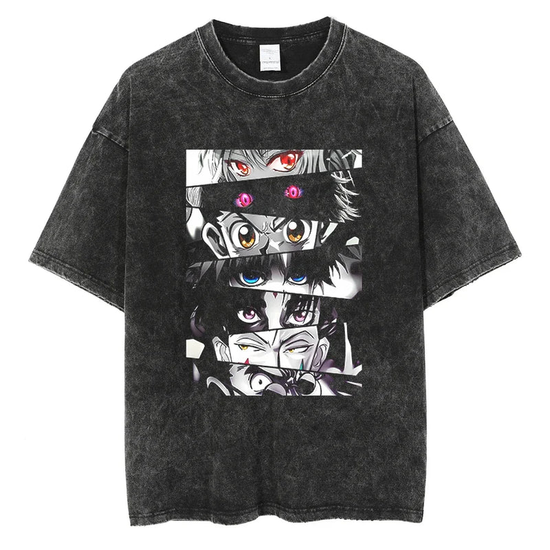 Camiseta Oversized Hunter×Hunter Kurapika Estilo Streetwear Vintage Unissex
