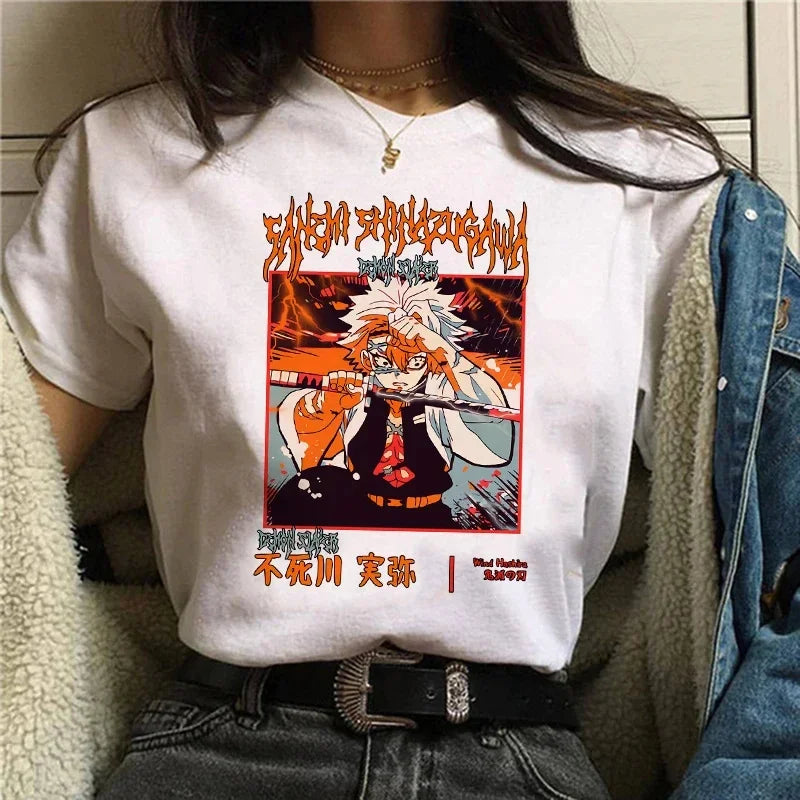 Camiseta Feminina Demon Slayer Nezuko & Tanjirou Estilo Manga Anime