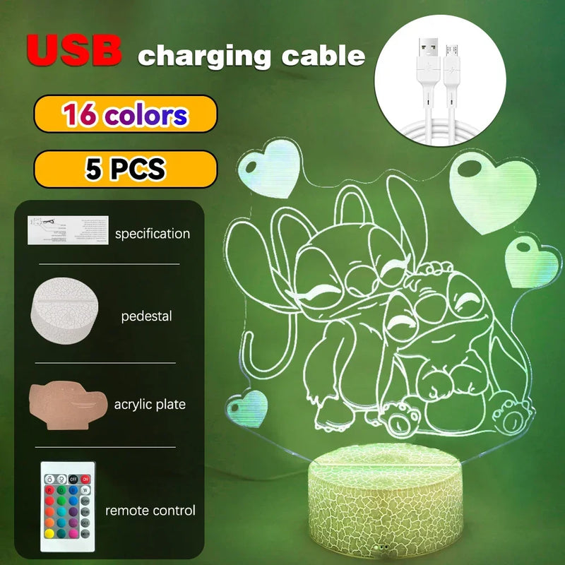 LED Night Light Illusion – Stitch 3D Lamp