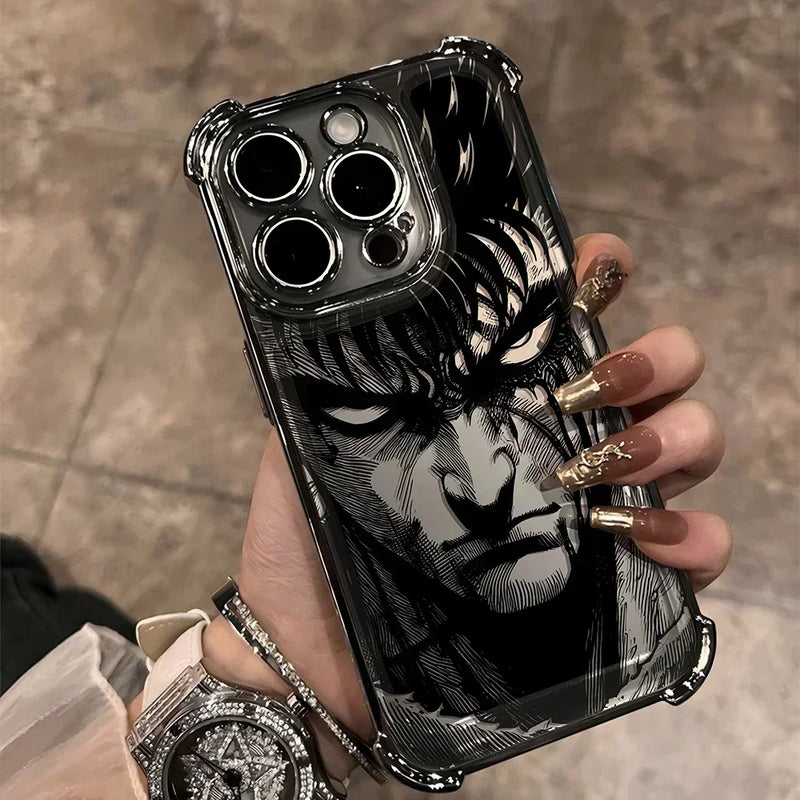 Case Berserk Guts – Anti-Impacto Airbag para iPhone | Acabamento Premium Plating & Estilo Anime