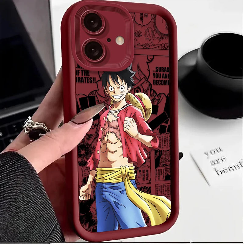 Case One Piece – Silicone Luxo Premium para iPhone | Estilo Anime & Proteção Suave
