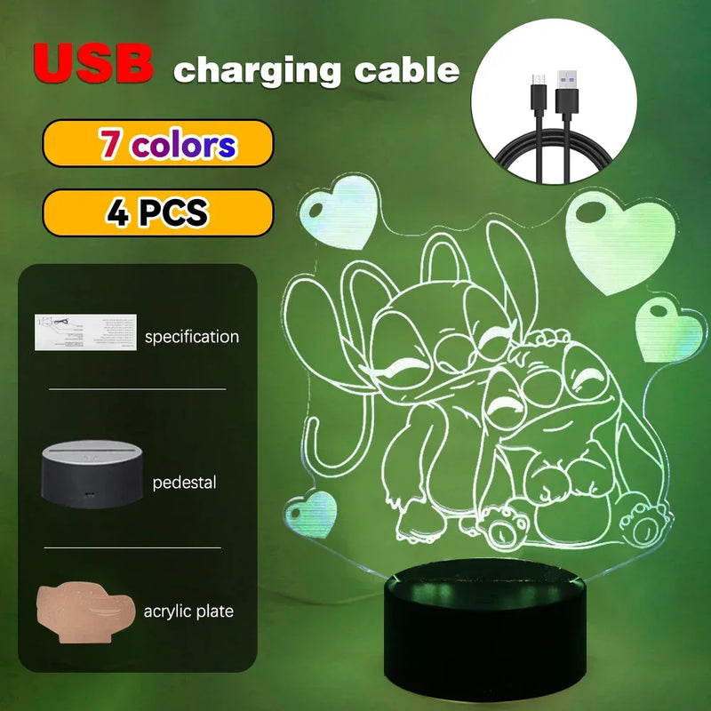 LED Night Light Illusion – Stitch 3D Lamp