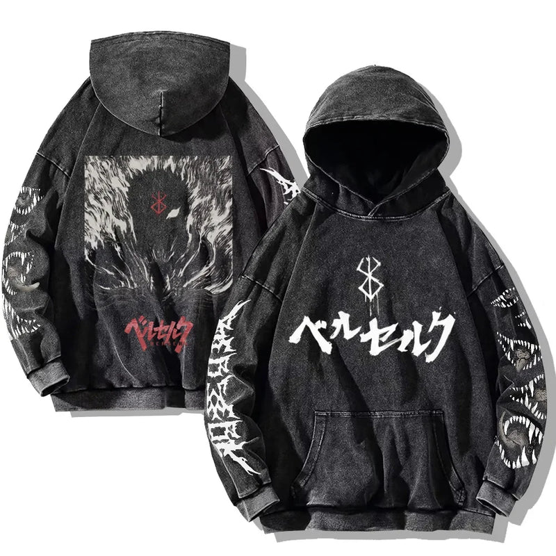 Moletom Oversized Berserk Estilo Gothic Vintage Harajuku Unissex