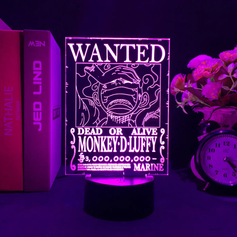 Luminária / Action Figure LED One Piece – Cartão Procurado Monkey D. Luffy