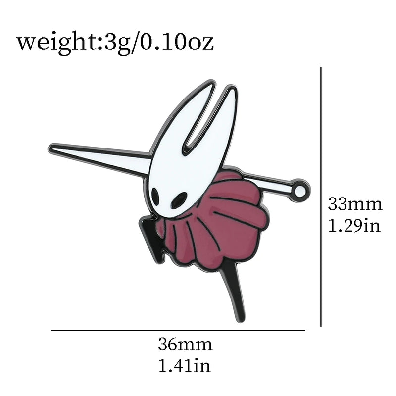 Broche Hollow Knight – Pin de Metal Esmaltado Kawaii, Acessório de Mochila e Roupa, Presente Geek e Gamer