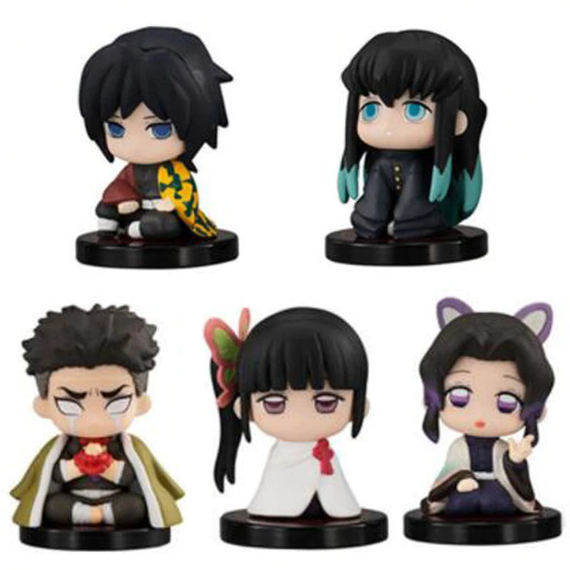 Demon Slayer Q Version 5pcs – Tanjiro, Inosuke, Zenitsu, Mini Figures Colecionáveis