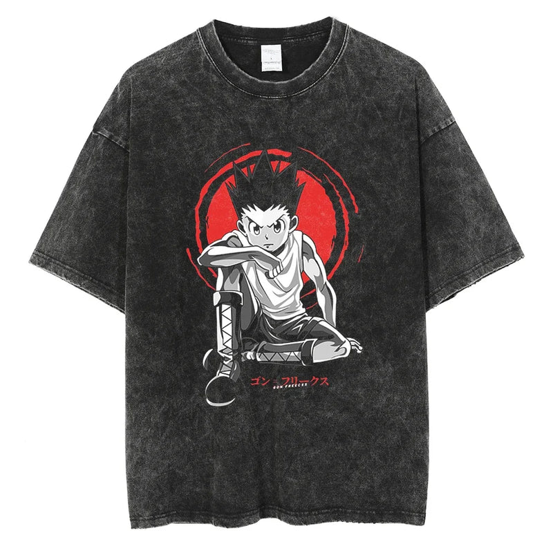Camiseta Oversized Hunter×Hunter Kurapika Estilo Streetwear Vintage Unissex