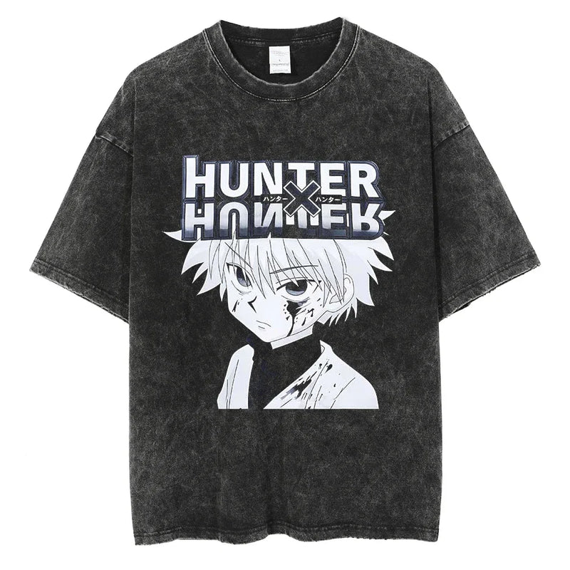 Camiseta Oversized Hunter×Hunter Kurapika Estilo Streetwear Vintage Unissex