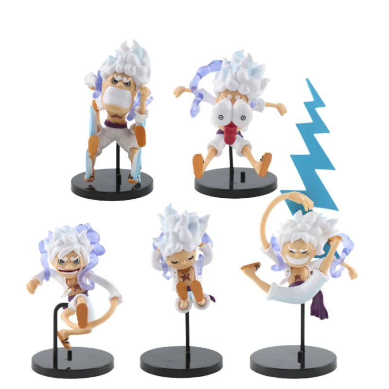 One Piece Figure – 5pcs Q Version GEAR5 Nika Luffy, PVC Colecionável