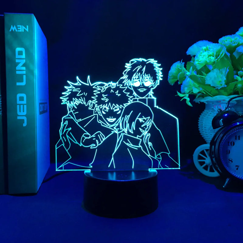 Luminária 3D LED Jujutsu Kaisen – Gojo, Sukuna e Megumi