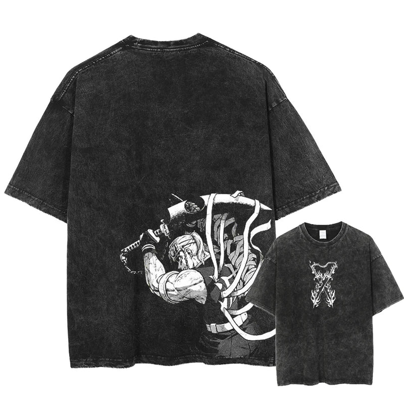 Camiseta Masculina Oversized Demon Slayer Rengoku Kyoujurou Estilo Harajuku Vintage