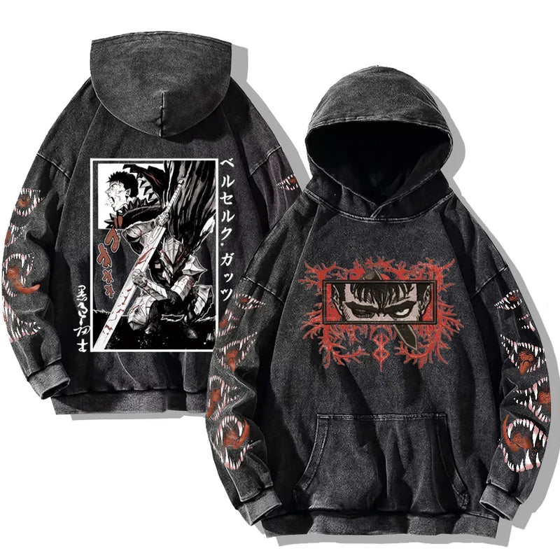 Moletom Oversized Berserk Estilo Gothic Vintage Harajuku Unissex